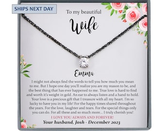 To My Wife Necklace With Message Card, Wife Gift From Husband, Anniversary Gift for Wife, Sentimental Gift for Wife, Birthday Gift for Wife