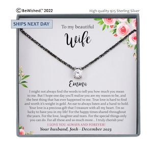 To My Wife Necklace With Message Card, Wife Gift From Husband