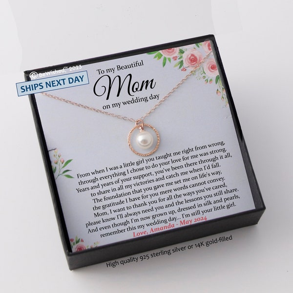 Mother of the Bride Gift from Daughter Mother of the Bride Necklace from Bride Pearl Necklace Mom of Bride Gift To Mom from Bride