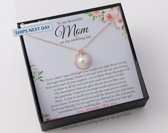Regalo de la hija para la madre de la novia Collar para la madre de la novia Collar de perlas Regalo para mamá de la novia