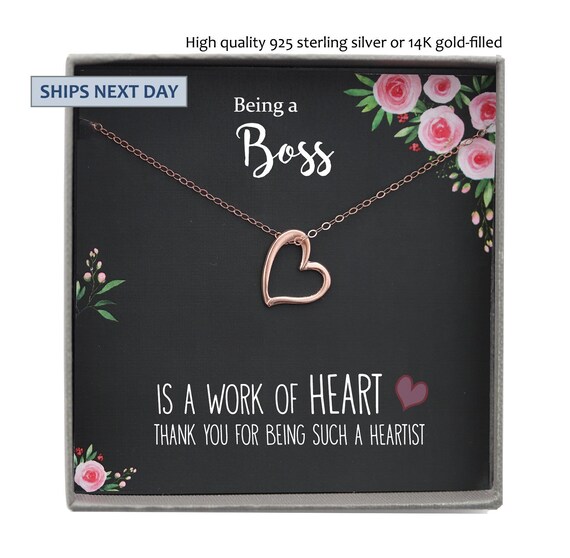 Boss Gifts for Women Boss Jewelry Thank you Boss Heart Etsy