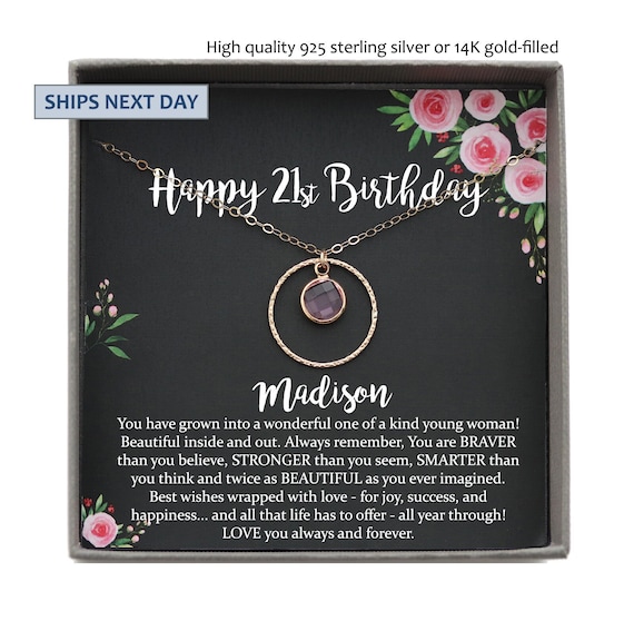 Personalized 21st Birthday Gift for her Jewelry, Birthstone Necklace, Birthday Gift ideas Gift for 21st birthday Girl Twenty First Birthday