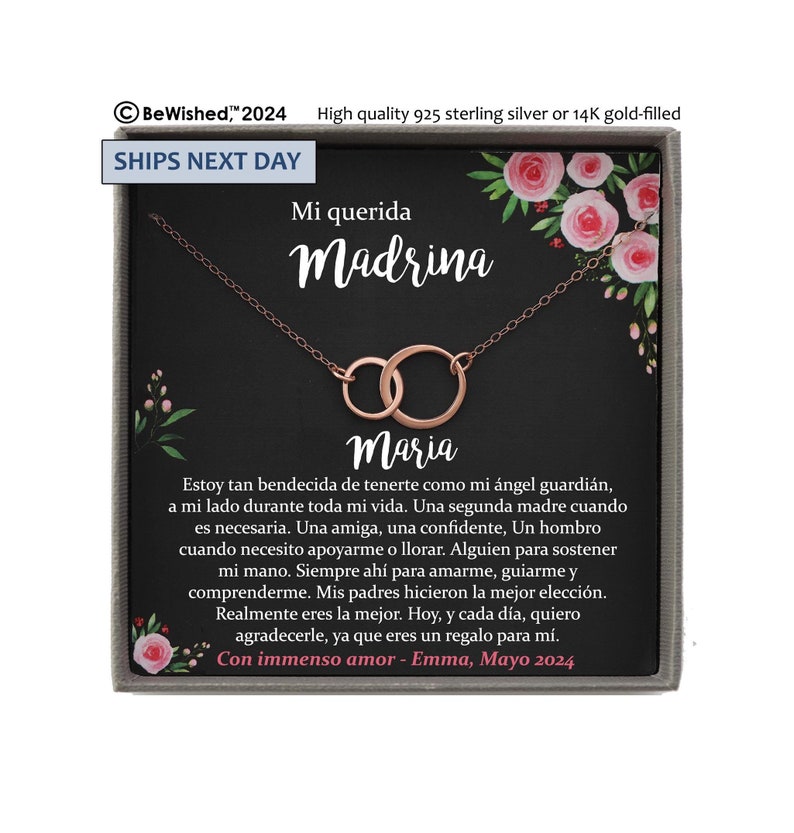 Madrina Gift, Regalo para Madrina Necklace, Collar Regalo para mujer, Spanish Godmother, Personalized Gifts Español, Bewished Gifts