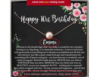 10th Birthday Girl, 10th Birthday Gift, Tenth Birthday Necklace