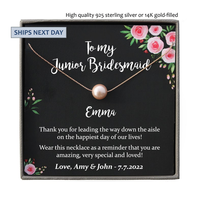 Junior Bridesmaid Gift Necklace Personalized Flower Girl Gift Etsy