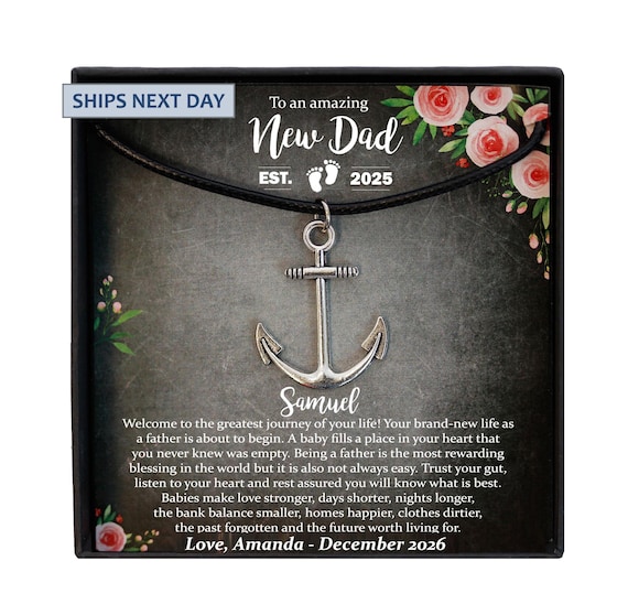 New Dad Gift, First Time Dad Gift, New Father Gift, New Daddy Gift, Expecting Dad Gift, Dad to be Gift, EST 2025, 2026 or 2027 Necklace Men