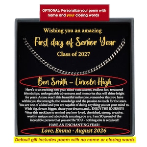 First Day of Senior Year Gift for Son, Grandson, Godson, Nephew, Boy, Men, Him Back to School Gift Class of 2027, 12th Grade Gift for Boys