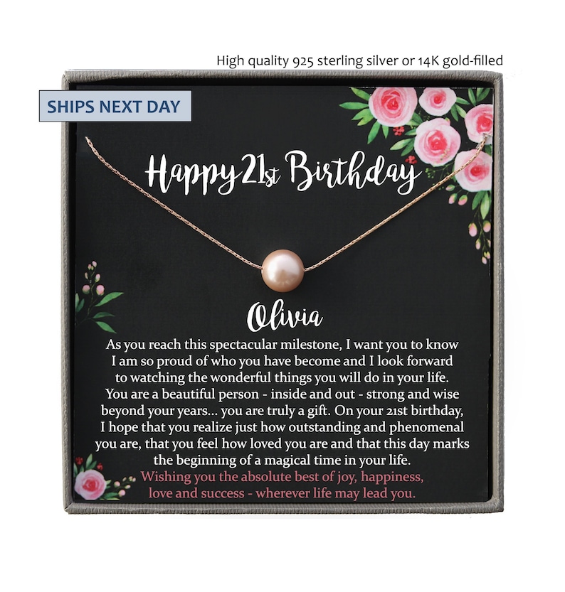 21st Birthday Gift Necklace, 21st Birthday Gift for Her, Gift for 21st