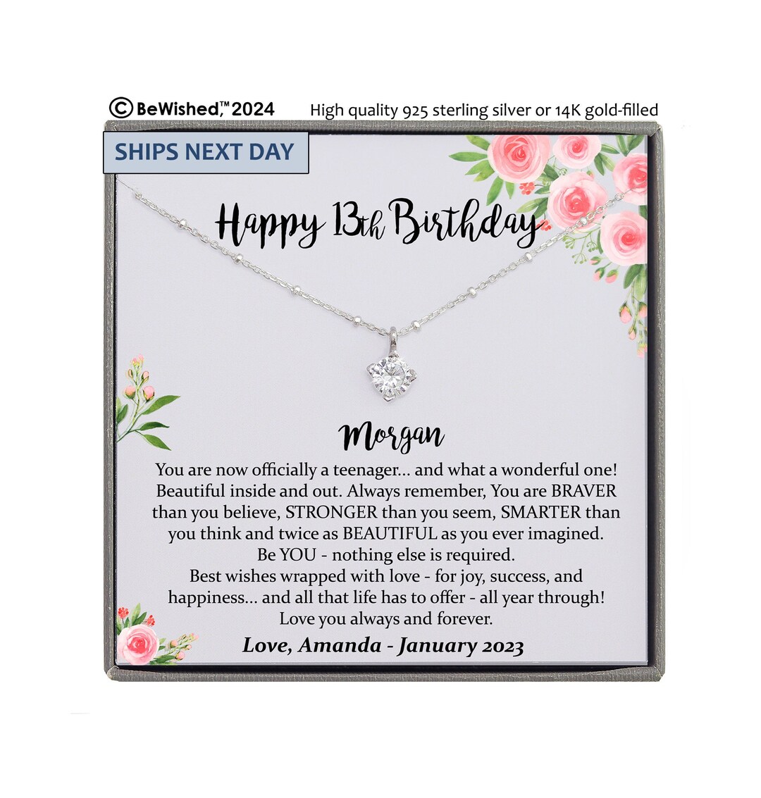 13th Birthday Girl, 13th Birthday Gift, CZ Diamond Necklace