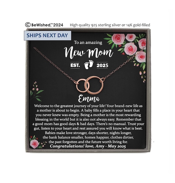 First Time Mom Gift, New Mom Gift Jewelry, Gift for New Mom Necklace, New mommy Gift for first Mother's day Personalized EST. 2025 2026 2027
