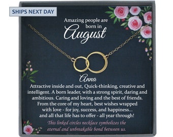 August Birthday Gift August gifts, August Birthday Gifts for her, Interlocking Circles Gold Filled Necklace for Woman, 925 Sterling Silver