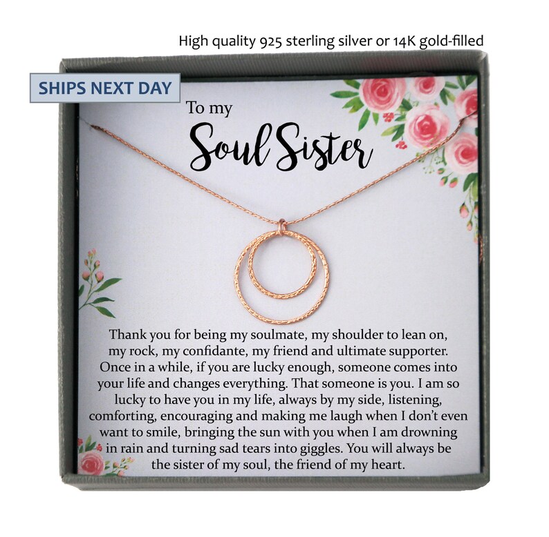Best Friend Necklace Soul Sister Necklace Best Friend Gift Thank You Gift for Friend Best Friend Birthday Gift Soul Sister Gift