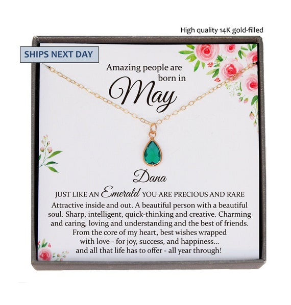 Emerald may birthstone necklace deals