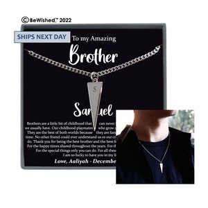 Brother Gift for Brother Christmas Gift Brother Gift from Sister or Brother Birthday Gift for Brother, Custom Initial Necklace for Men