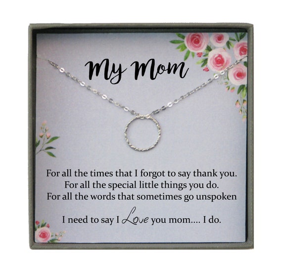 Mom Gift from Daughter Gifts for Mom from Son Mom Christmas Gift for Mom Gifts for Mom from Daughter - Necklace+CZ Diamond Just Poem-No Closing