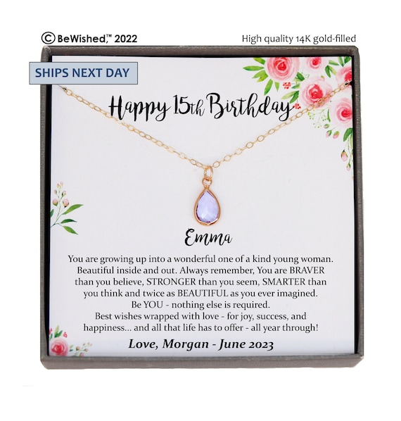 15th Birthday Gift for 15 Year Old Girl 15 Birthday Necklace Gifts