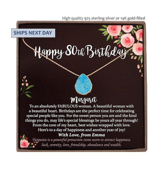 80th birthday necklace clearance