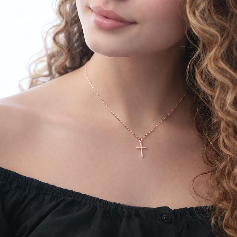 Regalos religiosos para mujeres, regalos católicos, collar con versículo bíblico, joyería cristiana, collar con cruz de plata, collar de fe para animar. imagen 2