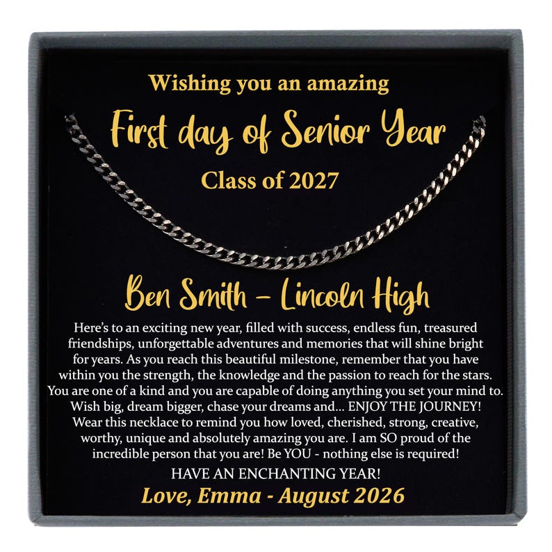 First Day of Senior Year Gift for Son, Grandson, Godson, Nephew, Boy, Men, Him Back to School Gift Class of 2027, 12th Grade Gift for Boys