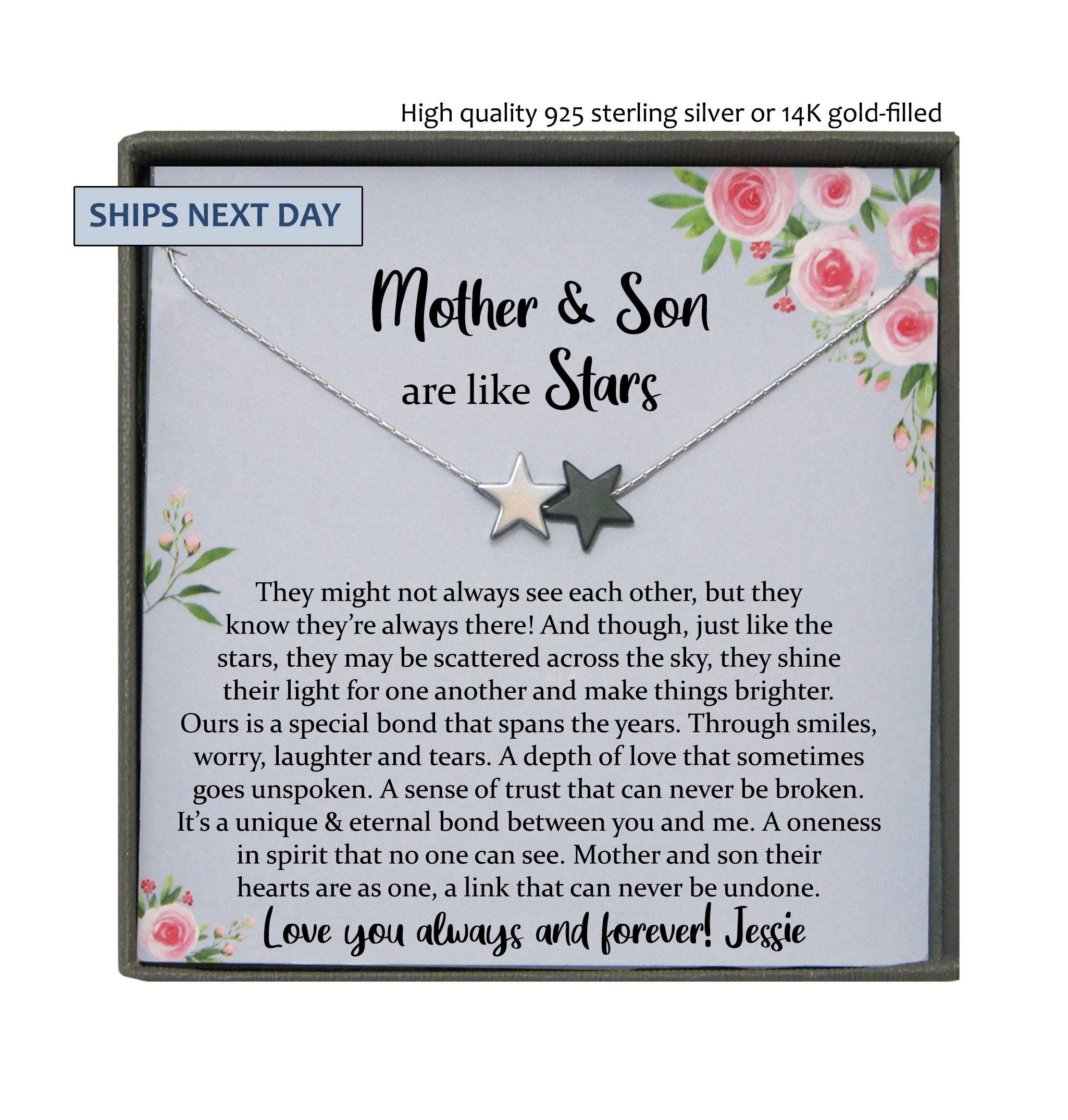 Mother Son Gift From Son, Gift for Mom From Son, Mother Son Necklace ...