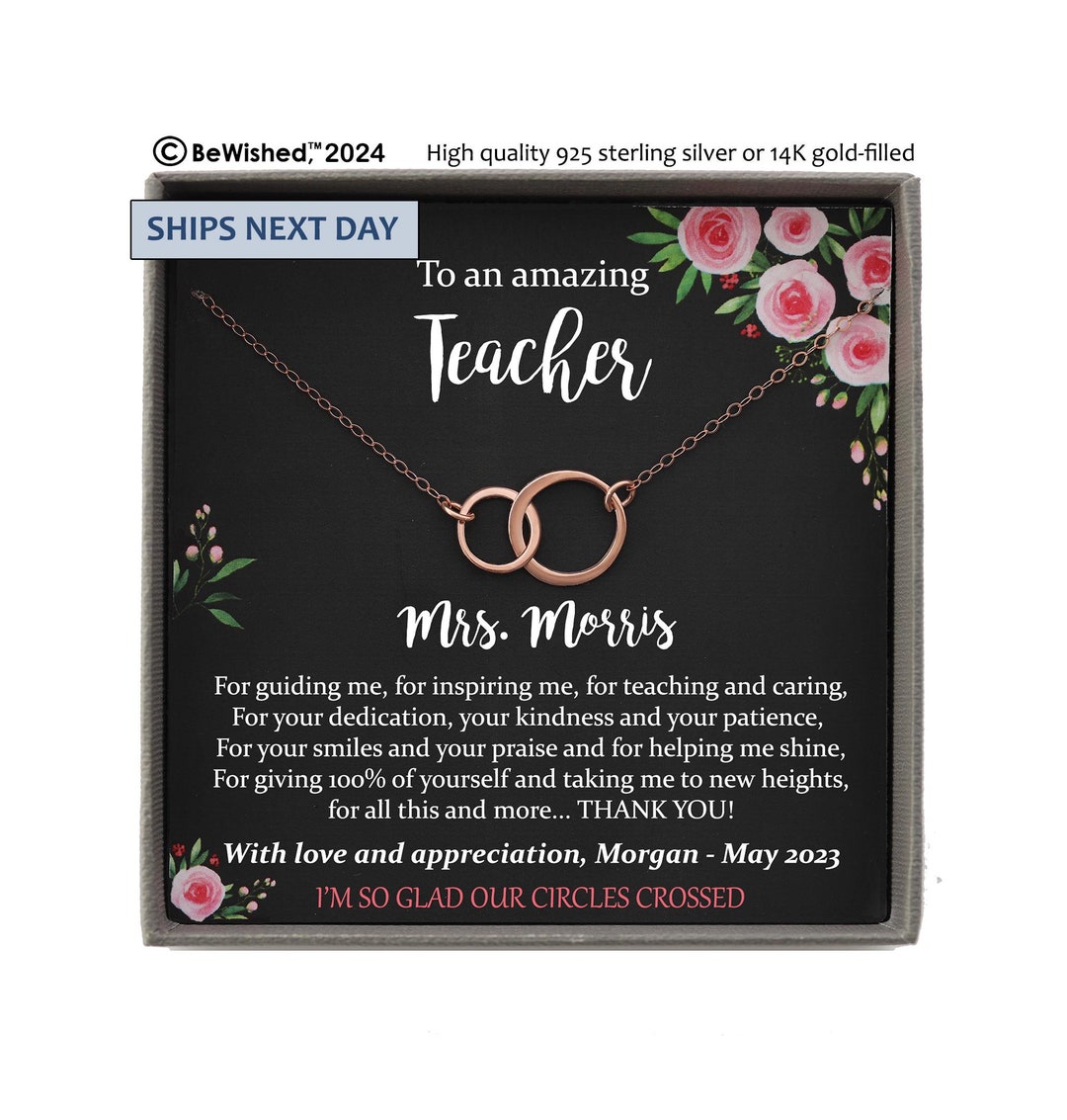 Teacher Gift - Personalized Infinity Necklace • Appreciation & Thank ...