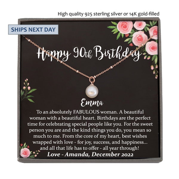 presents 90 year old lady 90th Birthday Gift for Women, 90 year old birthday gift, 90th birthday necklace, gift for 90 year old woman