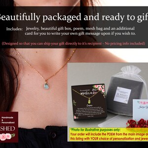 May include: A gift box containing a poem card, a mesh bag, and a necklace with a blue gemstone pendant. The box is decorated with flowers and the text "Love Mother in Law". The gift box is ready to be shipped.