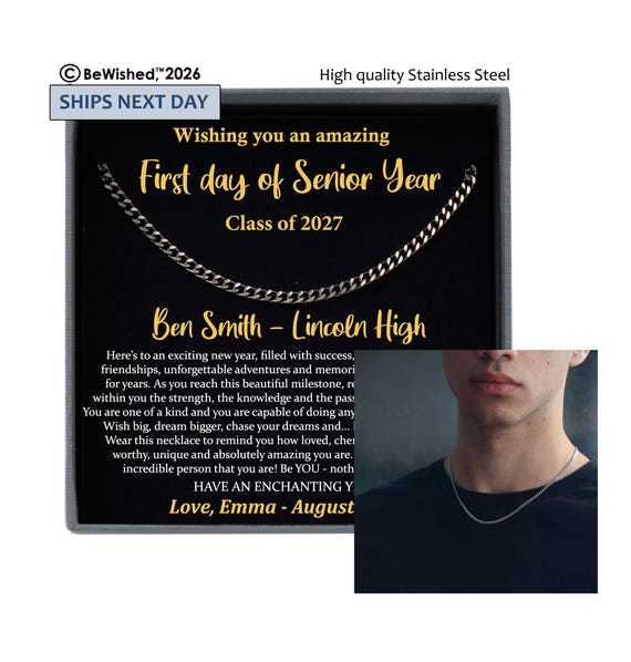 First Day of Senior Year Gift for Son, Grandson, Godson, Nephew, Boy, Men, Him Back to School Gift Class of 2027, 12th Grade Gift for Boys
