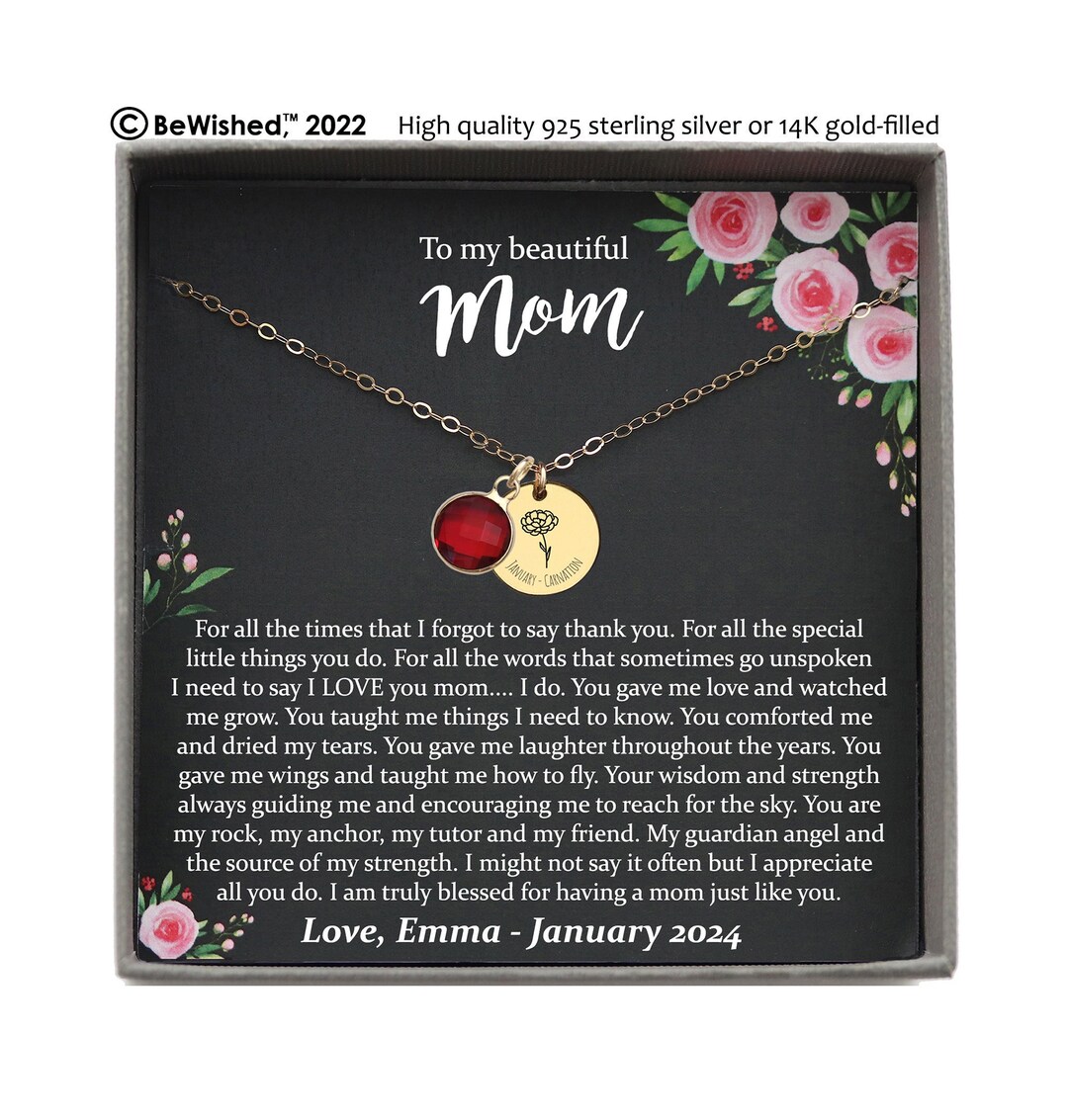Mom Gifts From Daughter Birth Flower Necklace for Mom From Etsy