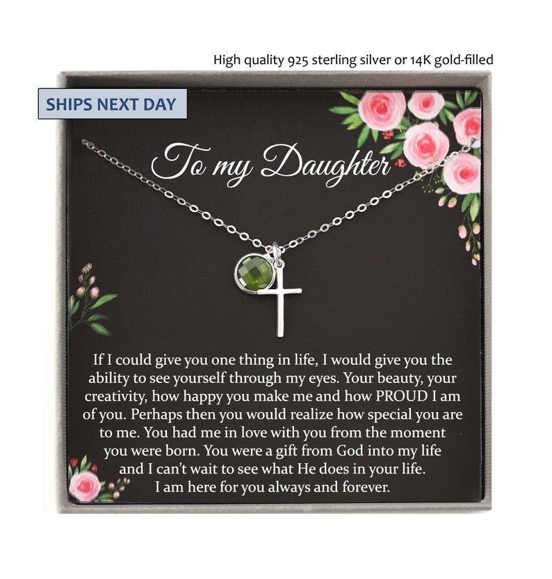 Celebrate your daughter with a personalized cross necklace and heartfelt poem. A meaningful gift from mom or dad for her birthday, holiday, or special milestone—customized with her name and closing words, beautifully packaged and ready to give.
Daughter Gift from Mom to Daughter Necklace for Daughter Gift for Daughter from Mom Daughter gift from Dad to Daughter Birthday Gift, Cross
