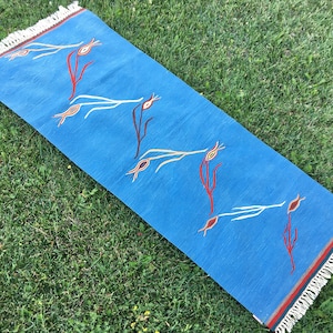 Handwoven Navy Blue Short Kilim Runner, Runner Rug, Turkish Kilim Runner, Oriental Handmade Kilim Rug, Hallway Rug, Kitchen Rug, 5’7”x2’3”