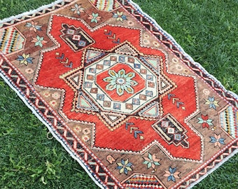 Vintage Oushak Rug, Turkish Oushak Rug, Hand Knotted Rug, Distressed Oriental Home Living Rug, Oushak Rug, Antique Rug, Handmade Rug,4’x5’7”