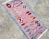1 44 x2 89 ft, Small Pink Rug, Traditional Small Rug, Colorful Kilim Rug, Rustic Modern Decor Rug, Pink Bedrooms Rugs, Vintage Small Rug