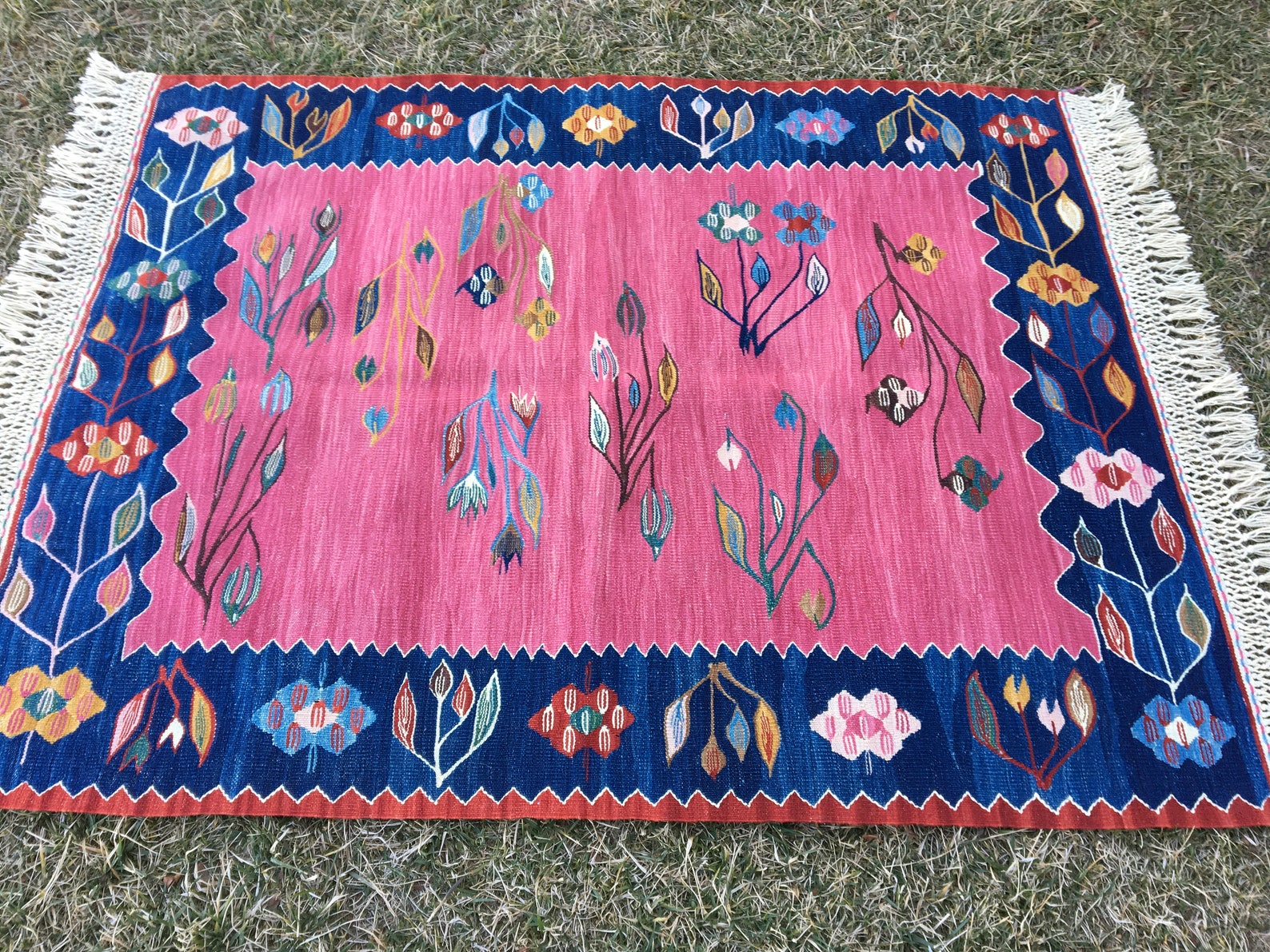 Oriental Pink Rug Kilim Rug Vintage Pink Rug Oushak Rug Etsy