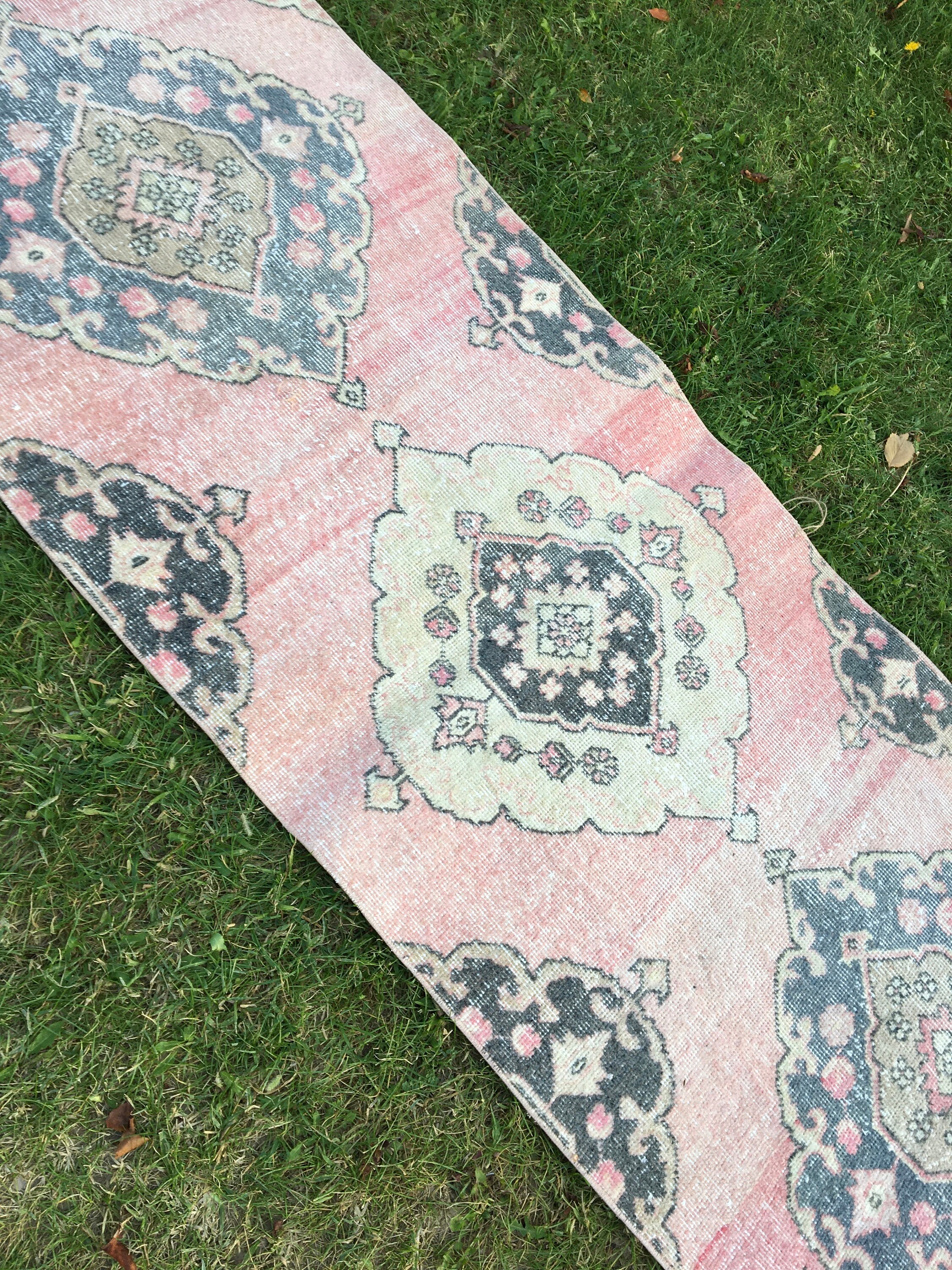Oriental Light Pink Runner Rug Oushak Rug Runner Vintage Etsy