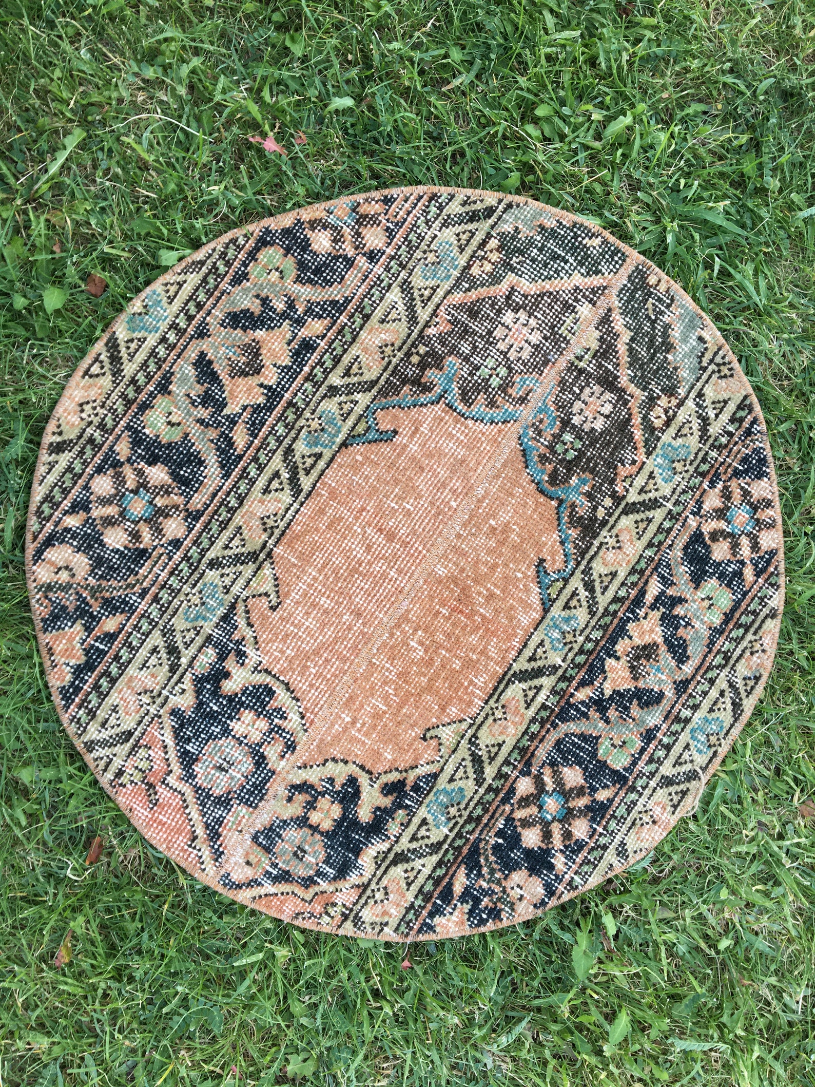Vintage Small Round Rug Door Mat Rug Bethroom Rug Round Mat Etsy
