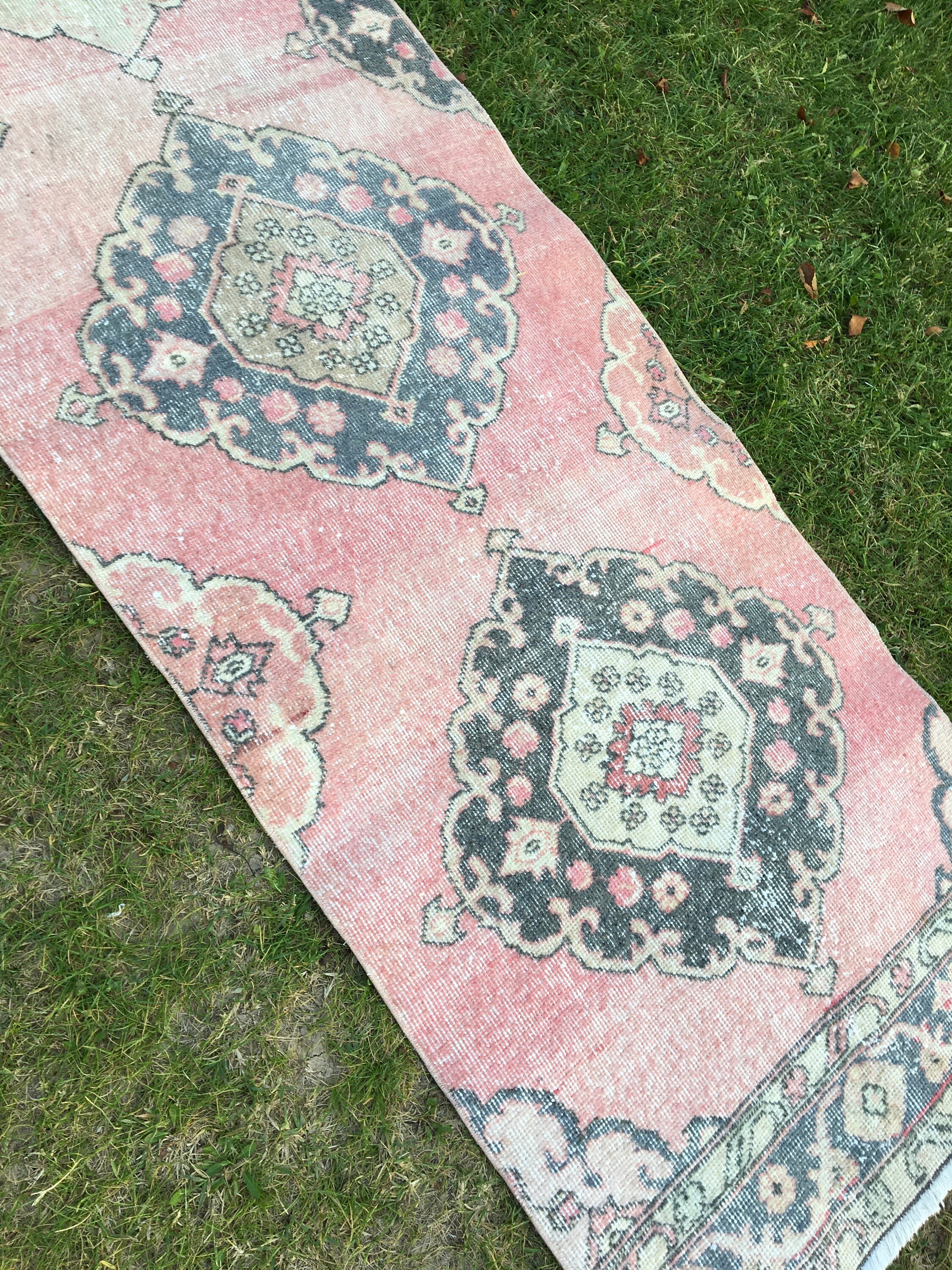 Oriental Light Pink Runner Rug Oushak Rug Runner Vintage Etsy