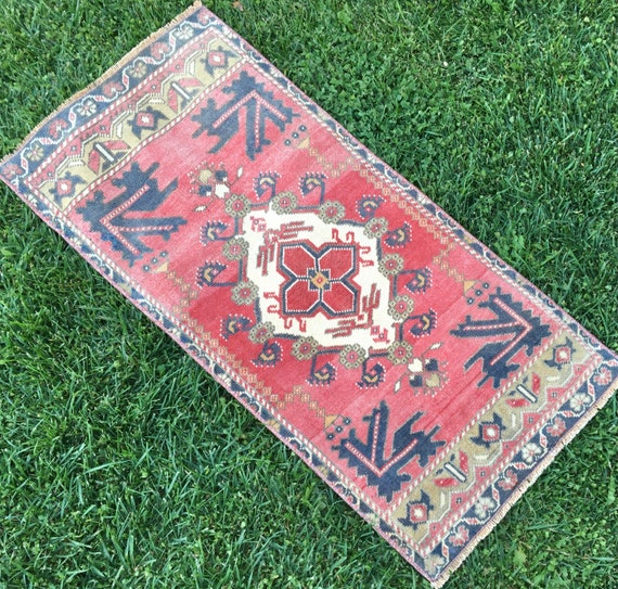 Door Mat Rug, Small Rug, Oushak Rug, Outdoor Rug, Turkish Rug, Vintage Small Rug, Home Living, Small Floor Rug, Natural Rug, 1’8”x3’7” ft