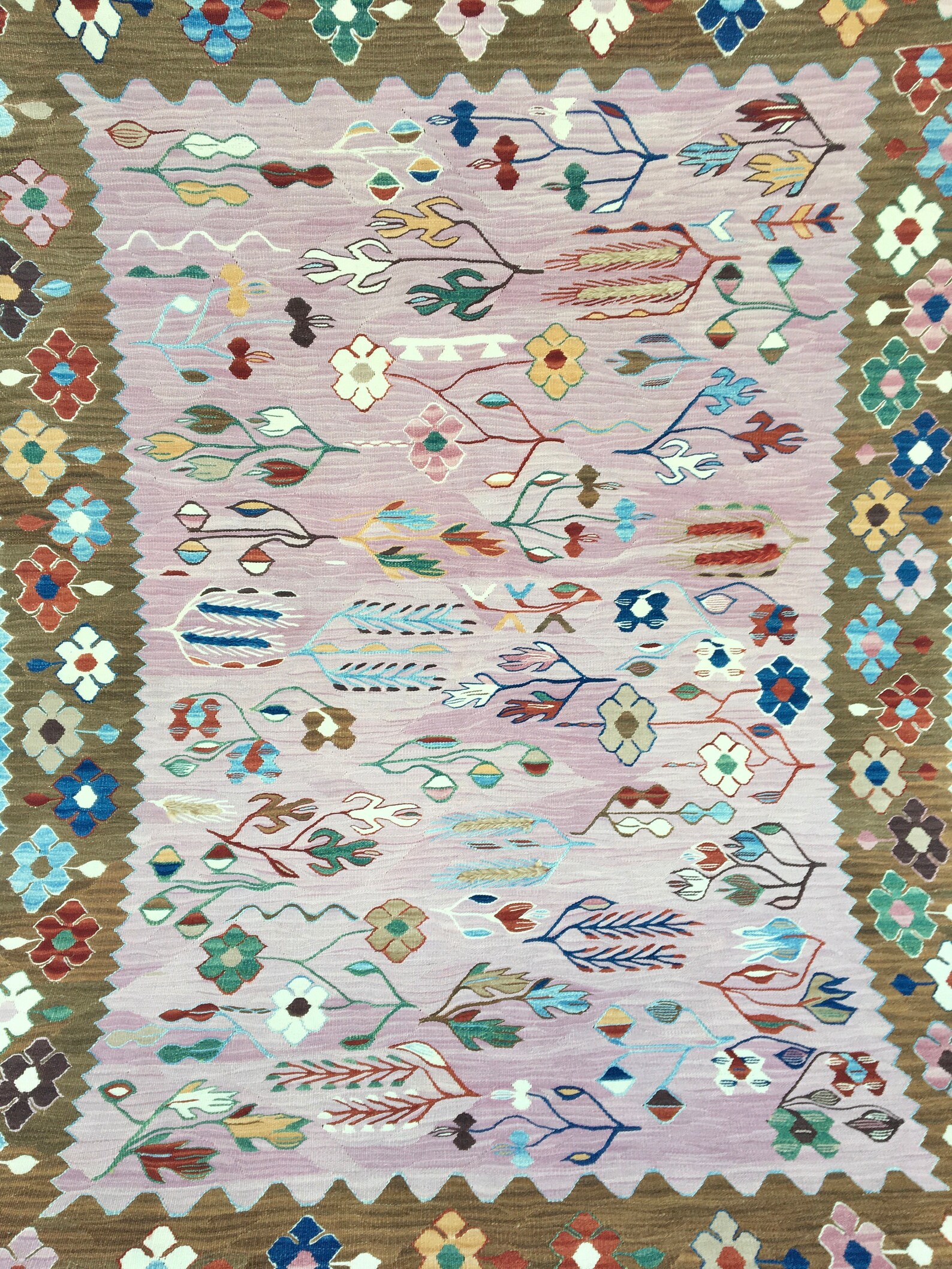 Handmade Flower Kilim Rug 4x6 Oushak Rug Pink and Brown Rug Etsy