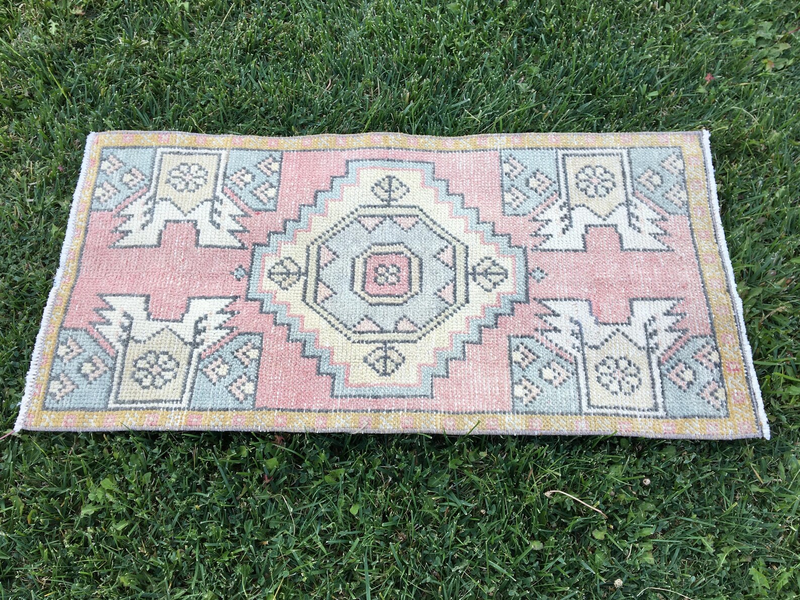 Boho Vintage Turkish Rug, Door Mat Rug, Handmade Rug, Small Boho Rug ...