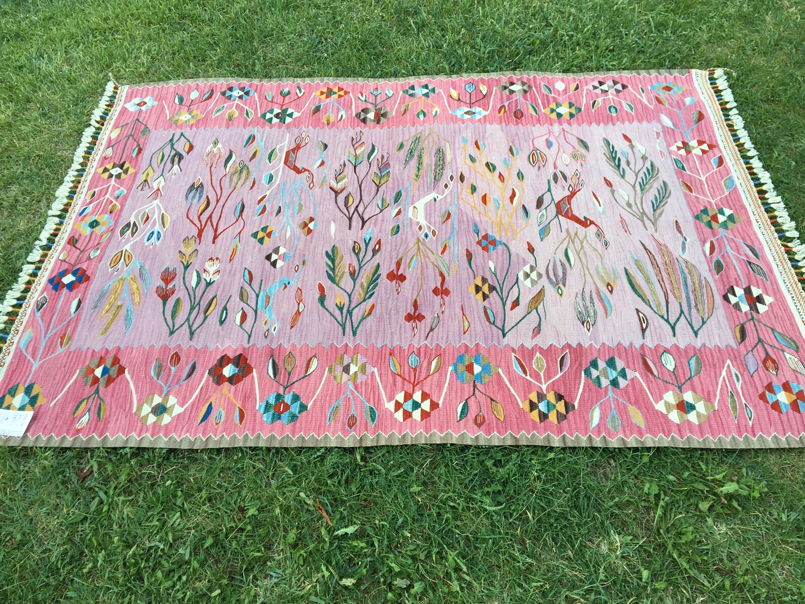 Turkish Hand Woven Kilim Rug Pink Area Rug Kilim Antique Etsy