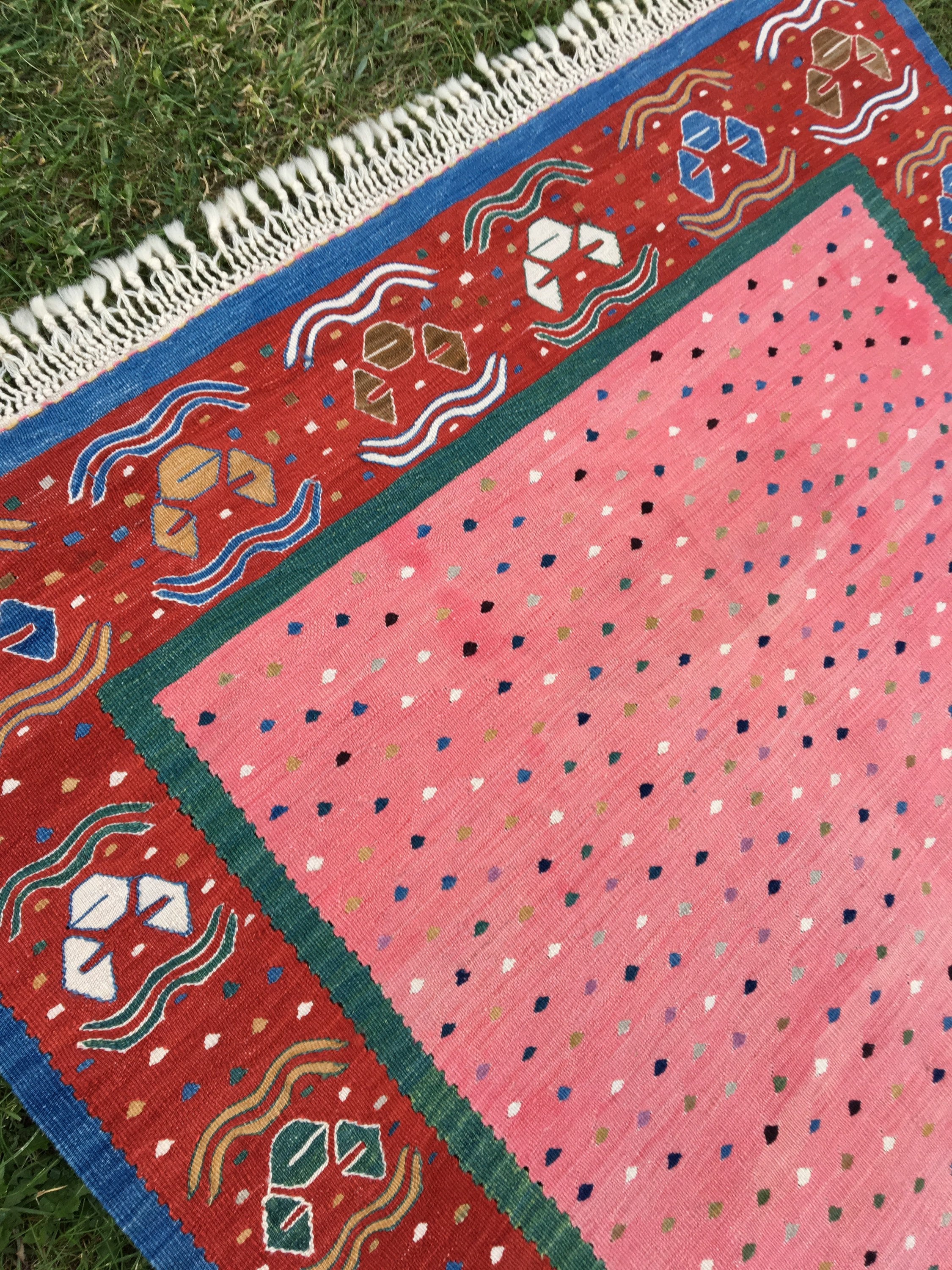 Hand Woven Pink Kilim Rug Oriental Red and Pale Pink Kilim Etsy