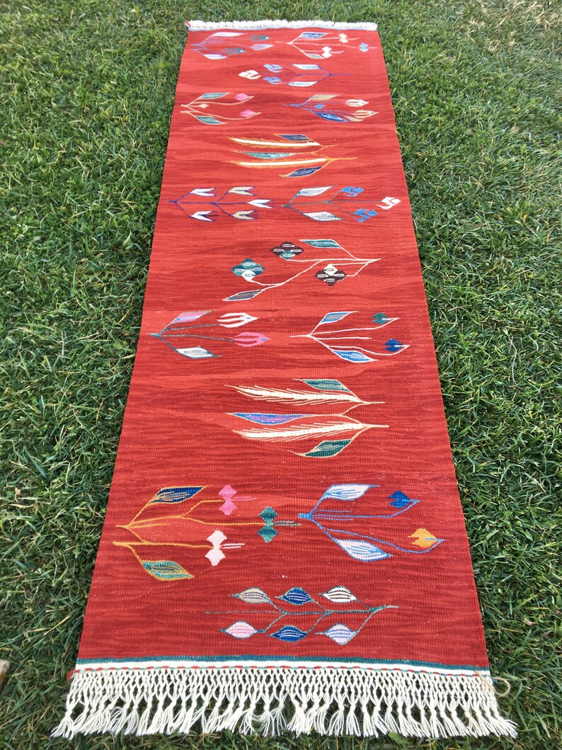 2x65 Red Kilim Rug Runner Turkish Rug Runner Red Runner Etsy