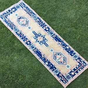 Indigo Navy Blue and Brown 3x10 Runner Rug, Kitchen Rugs, Corridor Rug, Hallway Rug, Runners Rug, Handmade Runner Rug, Rugs Runner