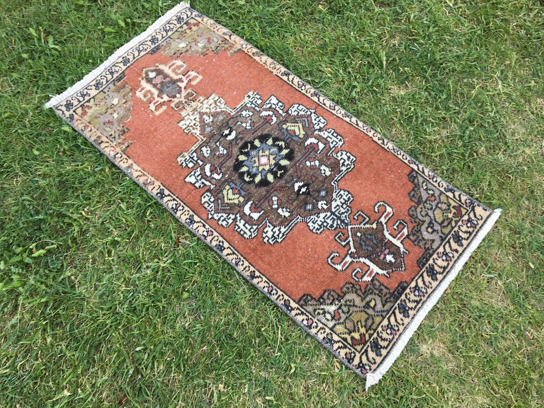 Overdyed Ethnic Rug Low Pile Small Rug Distressed Boho Rug - Etsy