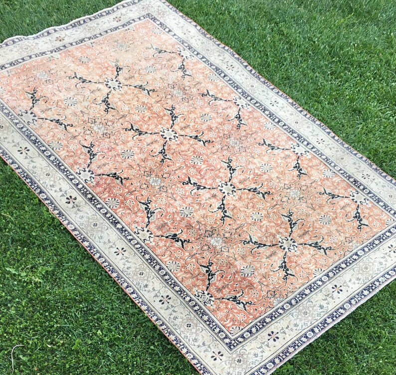 Vintage Turkish Rug Vintage Oushak Rug Antique Handmade Rug Etsy