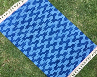 Tappeto Kilim blu indaco, tappeto tessuto a mano, tappeto da parete, tappeto fatto a mano, tappeto Kilim turco, tappeto Area Kilim, tappeti blu 3x5, tappeto domestico moderno decorativo