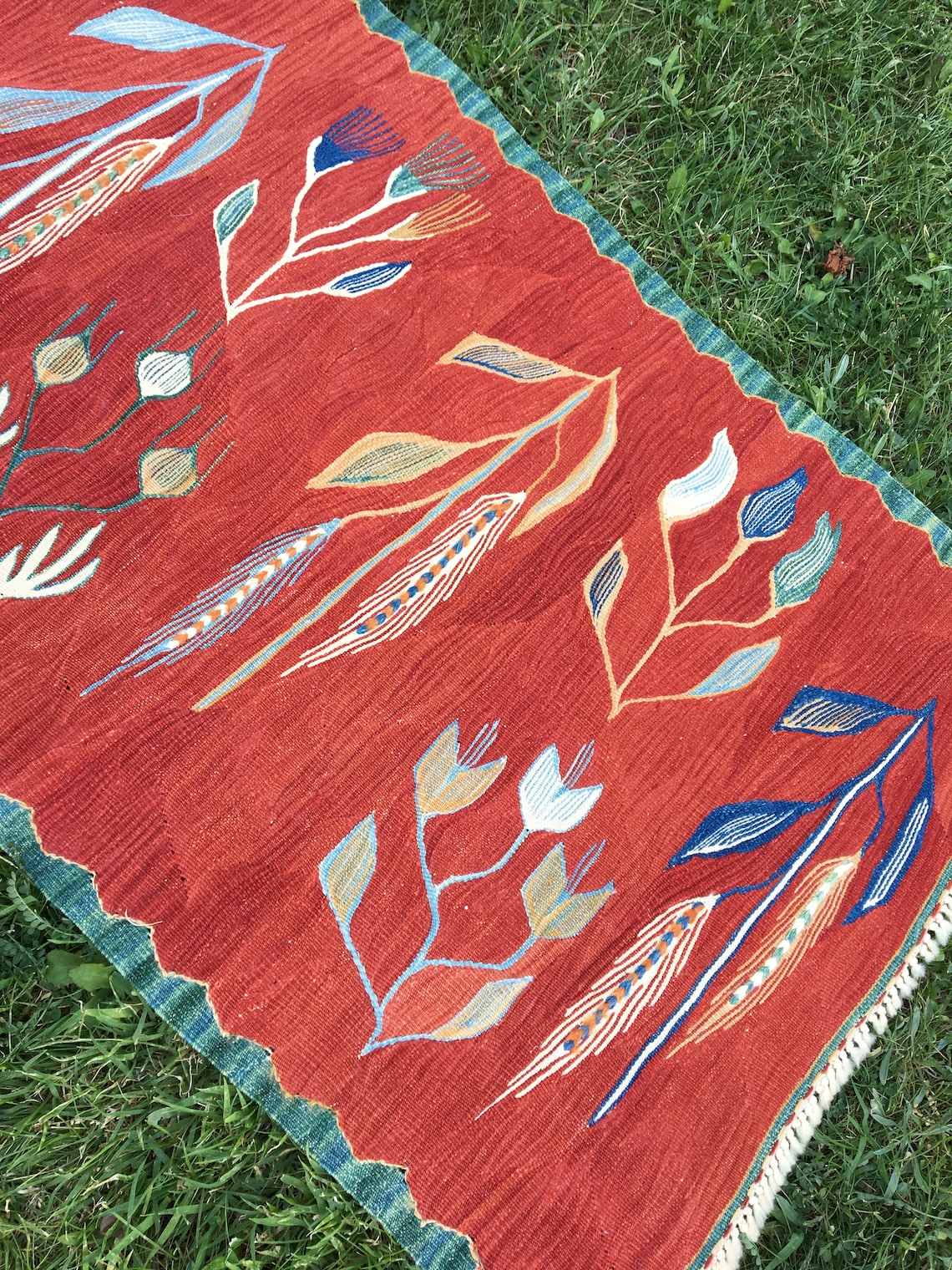 Oriental Red Kilim Rug Runner Short Runner Turkish Kilim Etsy