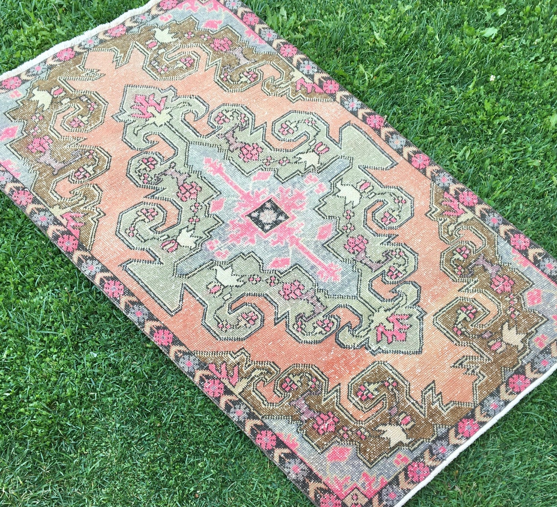 Vintage Tribal Area Turkish Wool Rug Kitchen Rug Wool Rugs Etsy