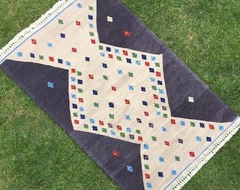 Kilim Rug, Modern Rug, Turkish Rug, Vintage Rug, Oushak Rug, Handmade Kilim Rug, Bohemian Rug, Area Rugs, Carpet Kilim, 3’3”x5’1” ft